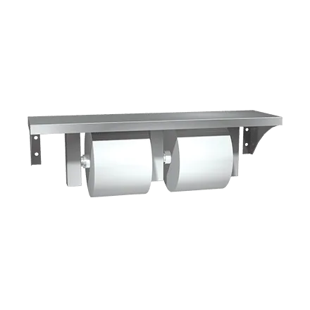 Shelf with DoubleToilet Paper Holder SS 5" x 18"