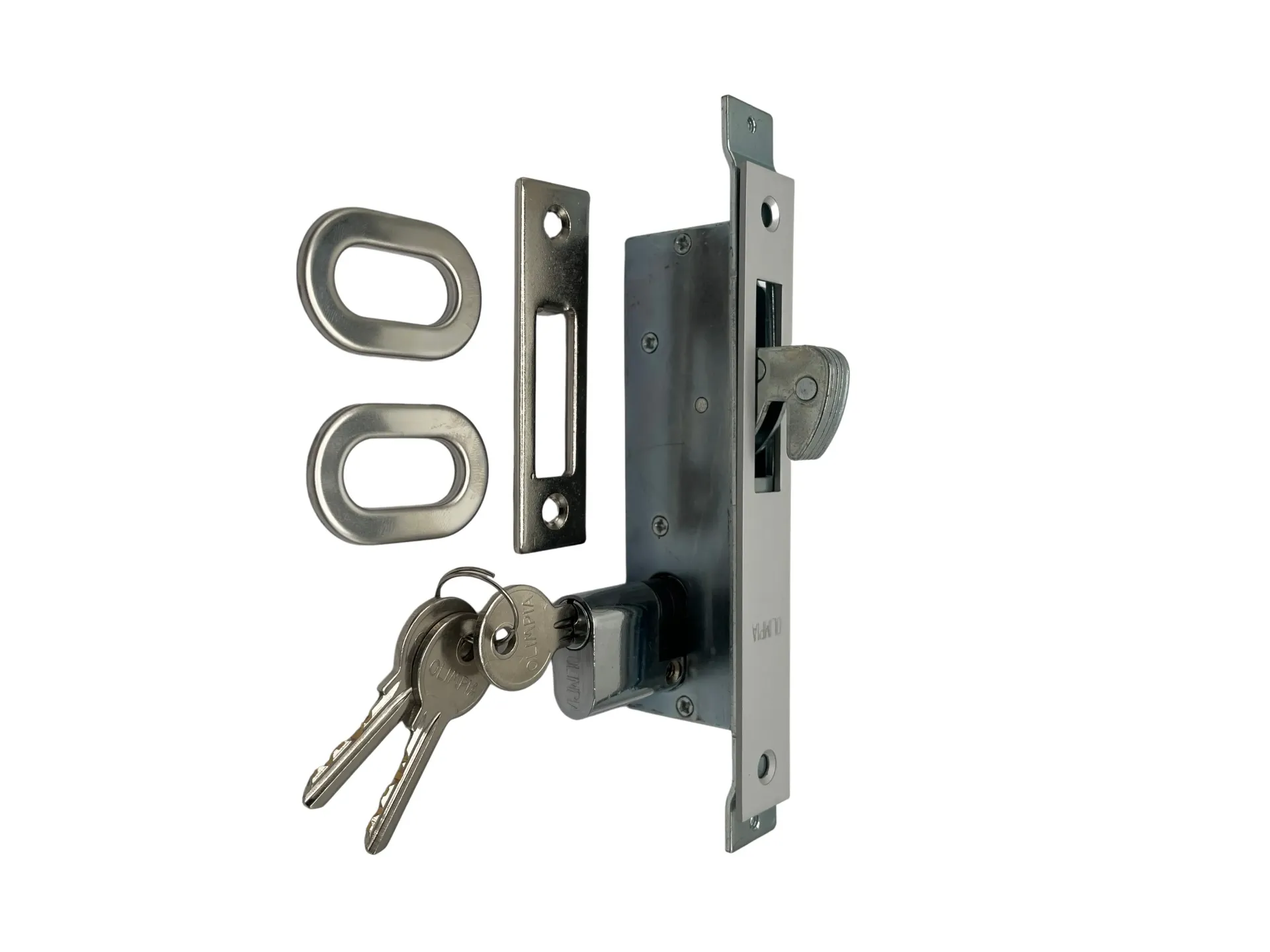 Narrow Mortise Hook Lock Silver