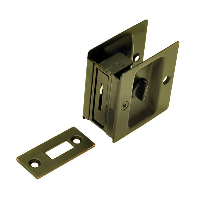 Privacy Pocket Door Mortise Lock Ant/Brass