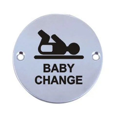 [SP010] Baby Change Sign Plate Round SS